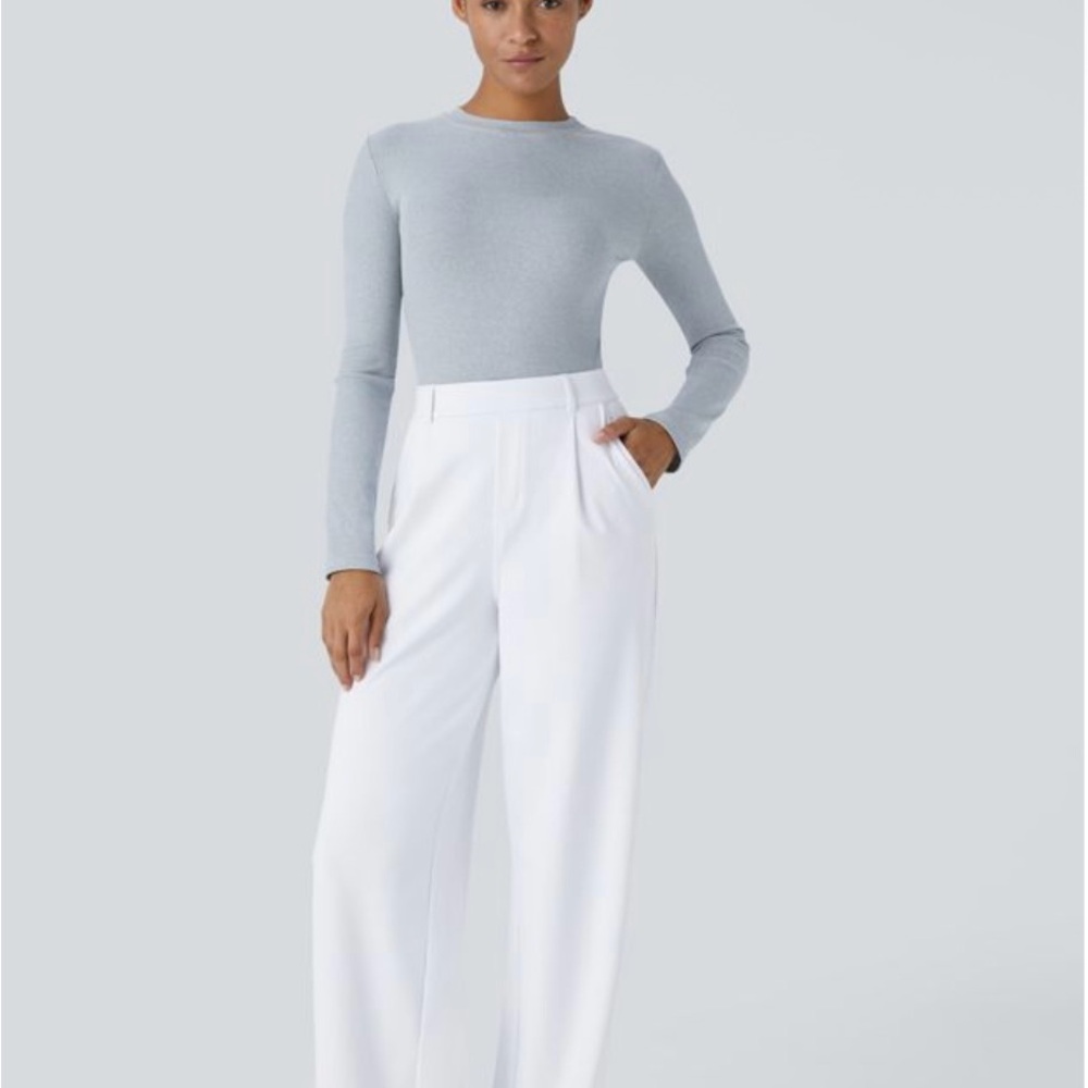HALARA White High Waisted Side Pocket Straight Leg Work Pants *NEW*